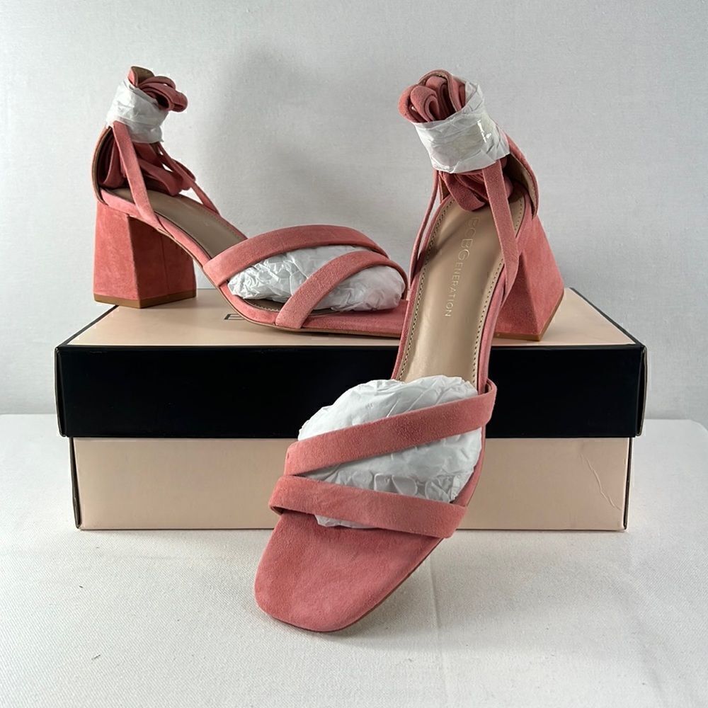 BCBGeneration Deena Tie-Ankle Suede Sandals Latana Suede sz 8.5 M